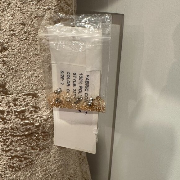 NWT Teri Jon Rickie Freeman Gold Beaded Jacquard Trumpet Gown Size 2 - Picture 5 of 12